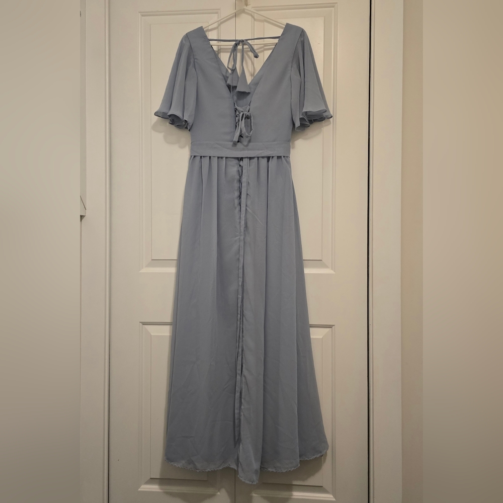 Dusty Blue Dress bridesmaid - with slit and pockets! - Picture 4 of 9